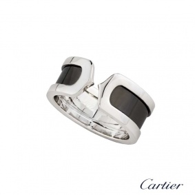Cartier 18k White Gold and Enamel C de Cartier Ring